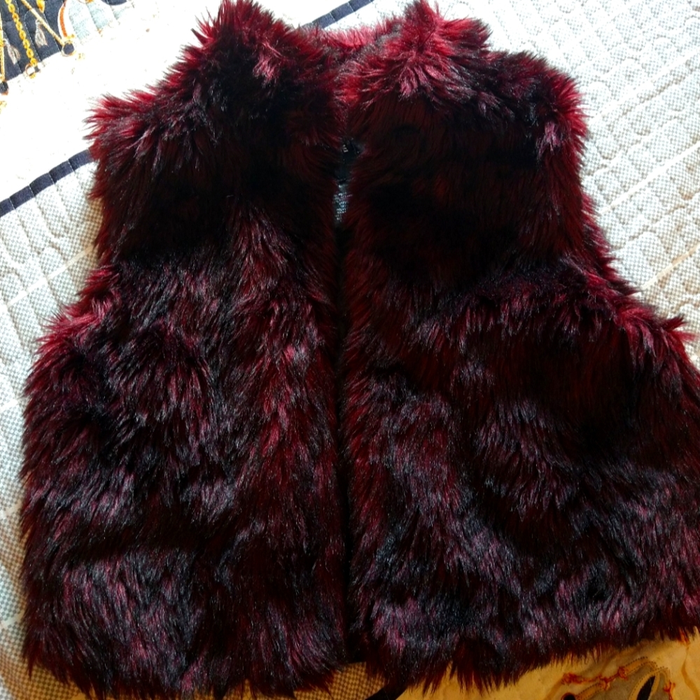 Burgundy Faux Fur Vest